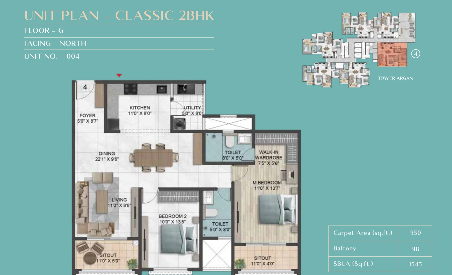Epitome 2 BHK Floor Plan