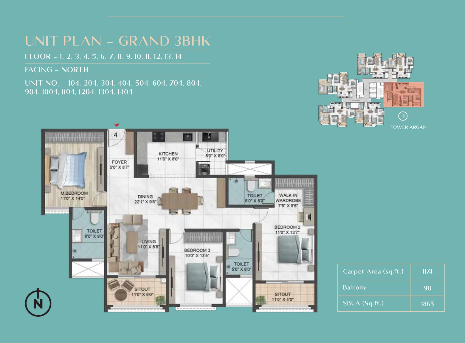 Epitome 3 BHK Floor Plan